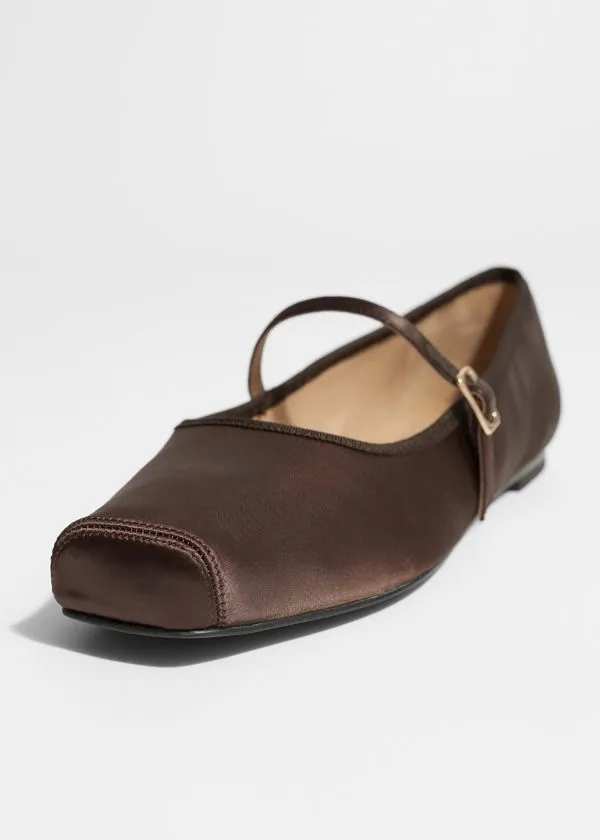 Women Ballerinas and Other Stories SquareToe Ballet Flats Brown Women Ballerinas and Other Stories SquareToe Ballet Flats Brown