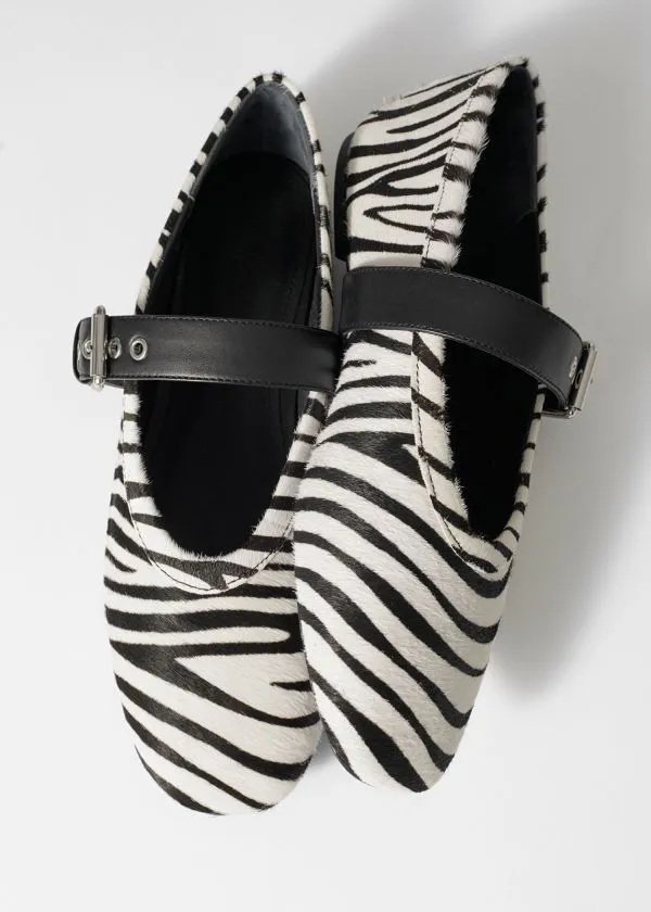 Women Ballerinas and Other Stories ZebraPrint Ballet Flats Blackandwhite Women Ballerinas and Other Stories ZebraPrint Ballet Flats Blackandwhite