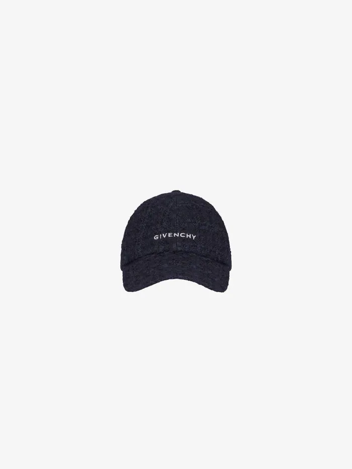 Women Beanies and Caps Givenchy GIVENCHY Embroidered Cap In Tweed Dark Blue