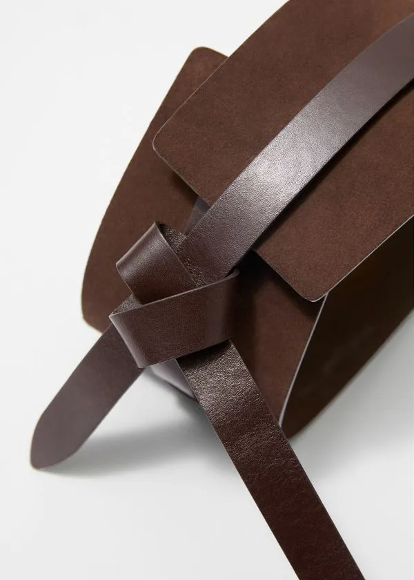 Women Belts and Other Stories LeatherTrimmed Suede Waist Belt Brown