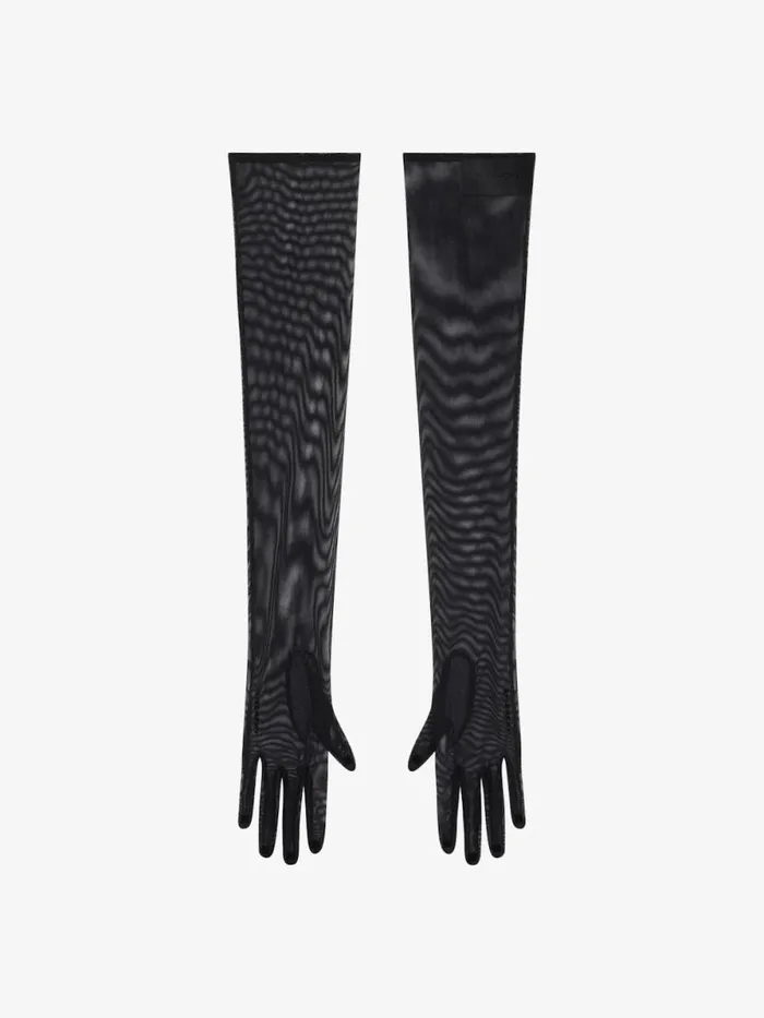 Women Belts Givenchy Long Gloves In Tulle Black