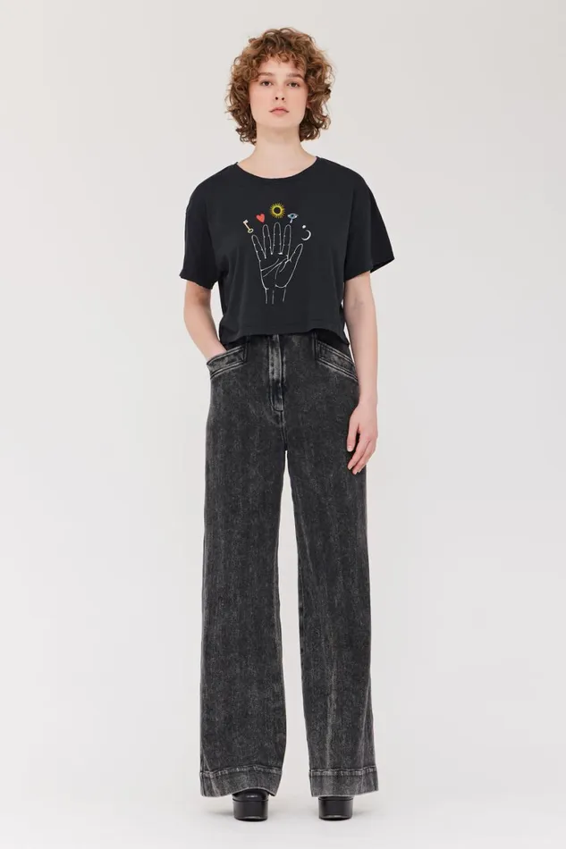 Women Black Cosmic Hand Claudia Top Raquel Allegra Tops