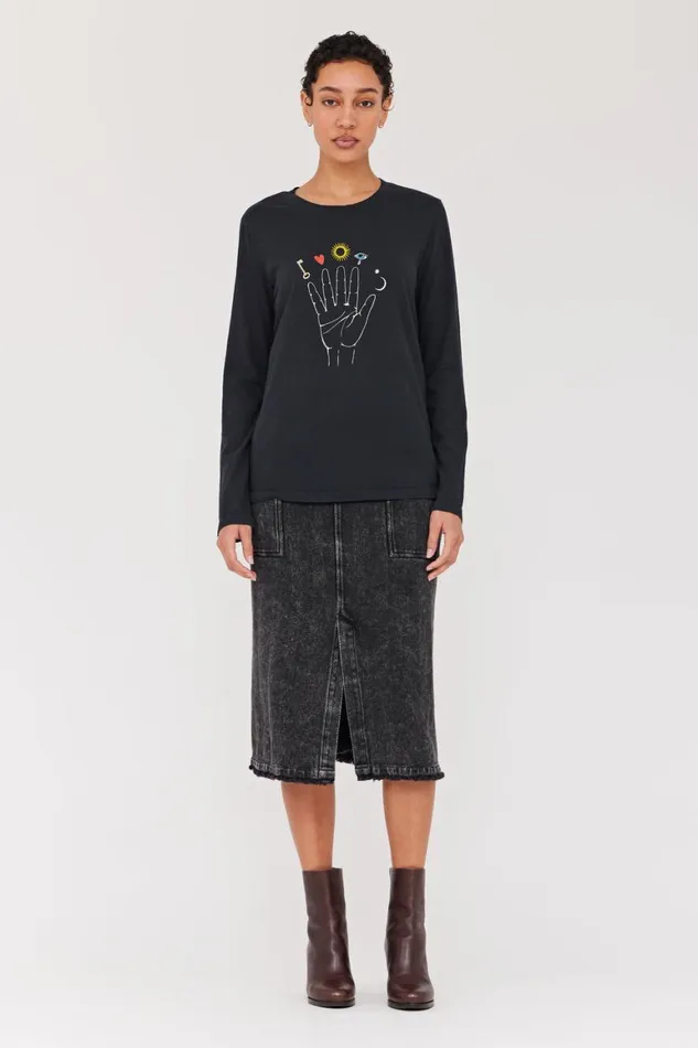 Women Black Cosmic Hand Tilda Tee Raquel Allegra Tops