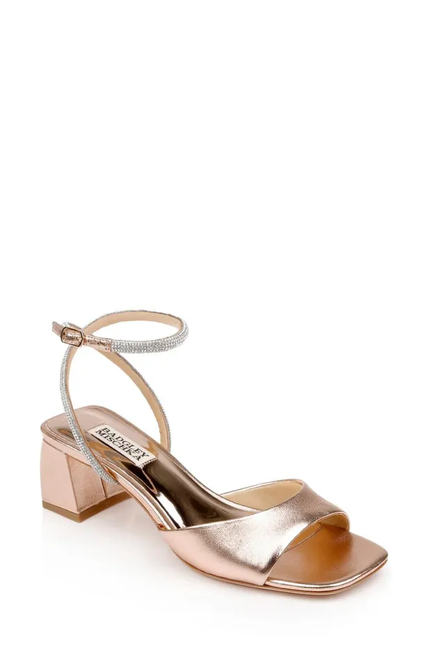 Women Block Heels Badgley Mischka Infinity Ii Leather Block Heel With Rhinestone Ankle Strap Champagne Women Block Heels Badgley Mischka Infinity Ii Leather Block Heel With Rhinestone Ankle Strap Champagne