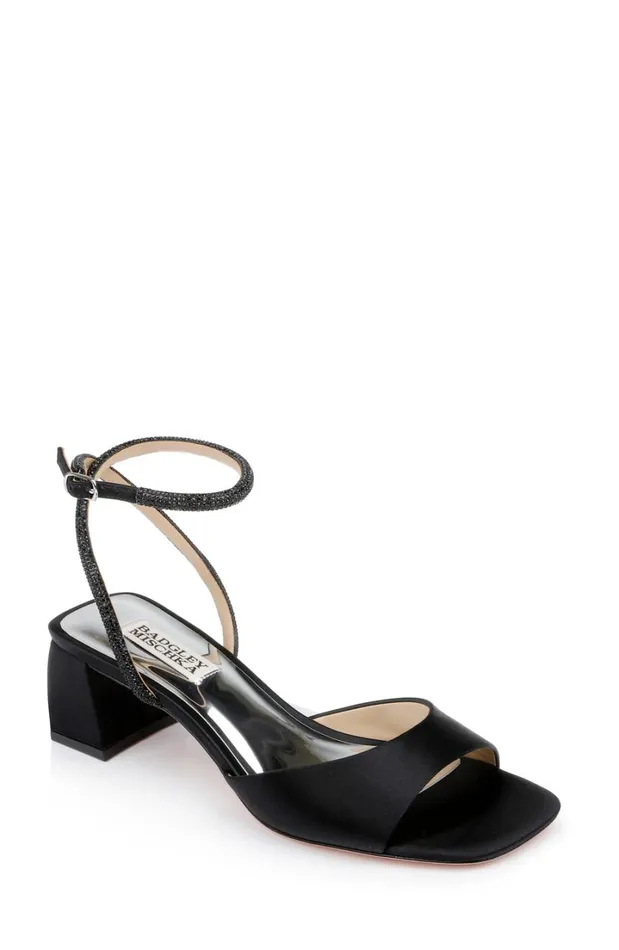 Women Block Heels Badgley Mischka Infinity Satin Block Heels With Ankle Strap Black Women Block Heels Badgley Mischka Infinity Satin Block Heels With Ankle Strap Black