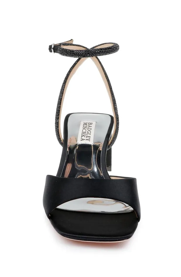 Women Block Heels Badgley Mischka Infinity Satin Block Heels With Ankle Strap Black