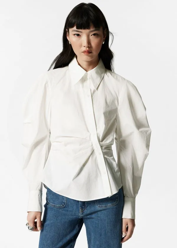 Women Blouses and Shirts and Other Stories Asymmetrical Cotton Shirt White