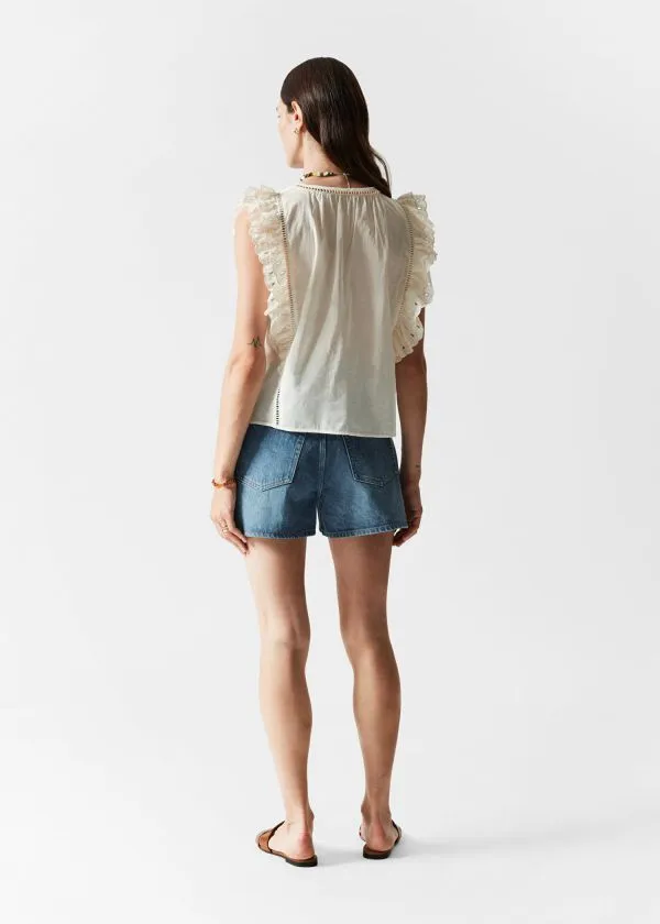 Women Blouses and Shirts and Other Stories Embroidered Frill Top Cream