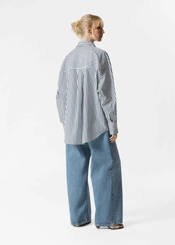 Women Blouses and Shirts and Other Stories Oversized Shirt Navy Stripes