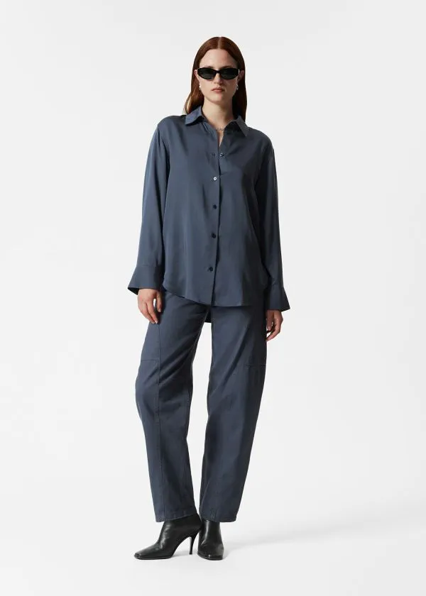 Women Blouses and Shirts and Other Stories Satin Shirt Navy