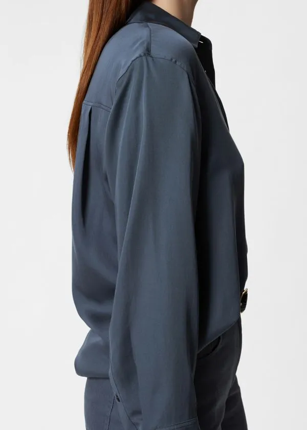 Women Blouses and Shirts and Other Stories Satin Shirt Navy