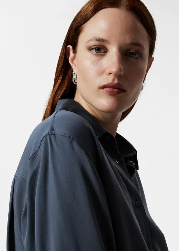 Women Blouses and Shirts and Other Stories Satin Shirt Navy