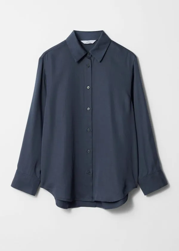 Women Blouses and Shirts and Other Stories Satin Shirt Navy