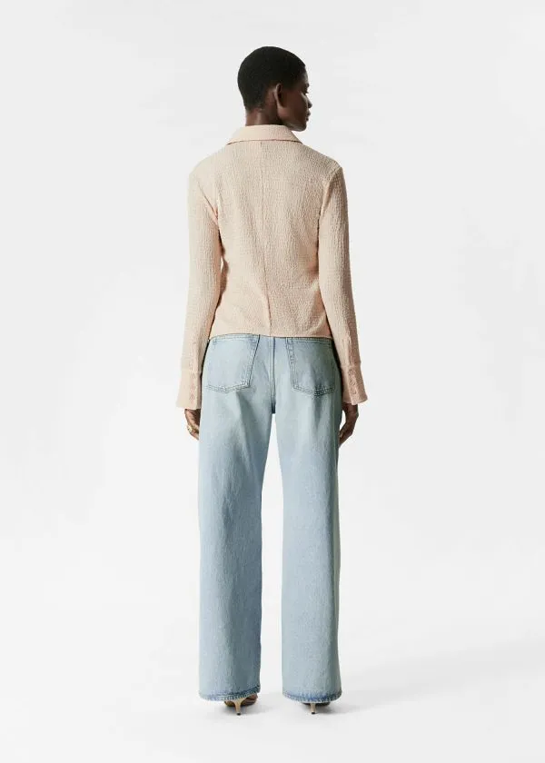 Women Blouses and Shirts and Other Stories Textured LongSleeve Poloshirt Beige