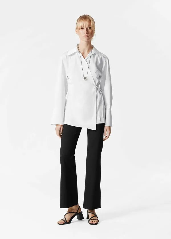 Women Blouses and Shirts and Other Stories WrapTie Shirt White