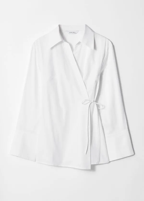 Women Blouses and Shirts and Other Stories WrapTie Shirt White