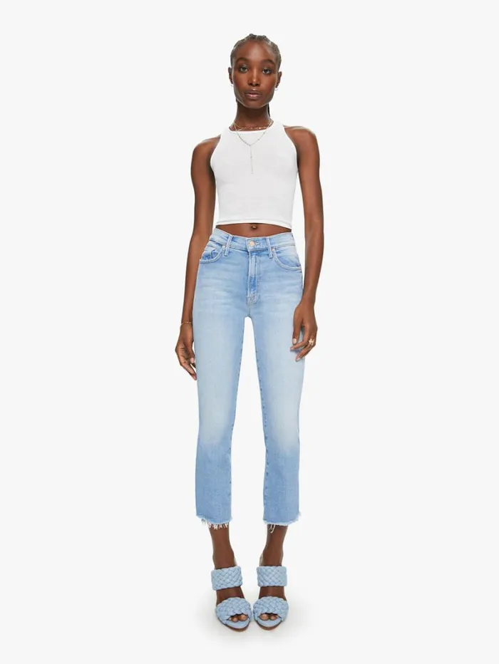 Women Bootcut Mother Denim The Insider Crop Step Fray Wash Limited Edition