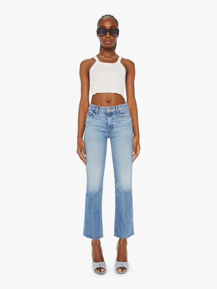 Women Bootcut Mother Denim The Outsider Flood Fray Wash Are We There Yet