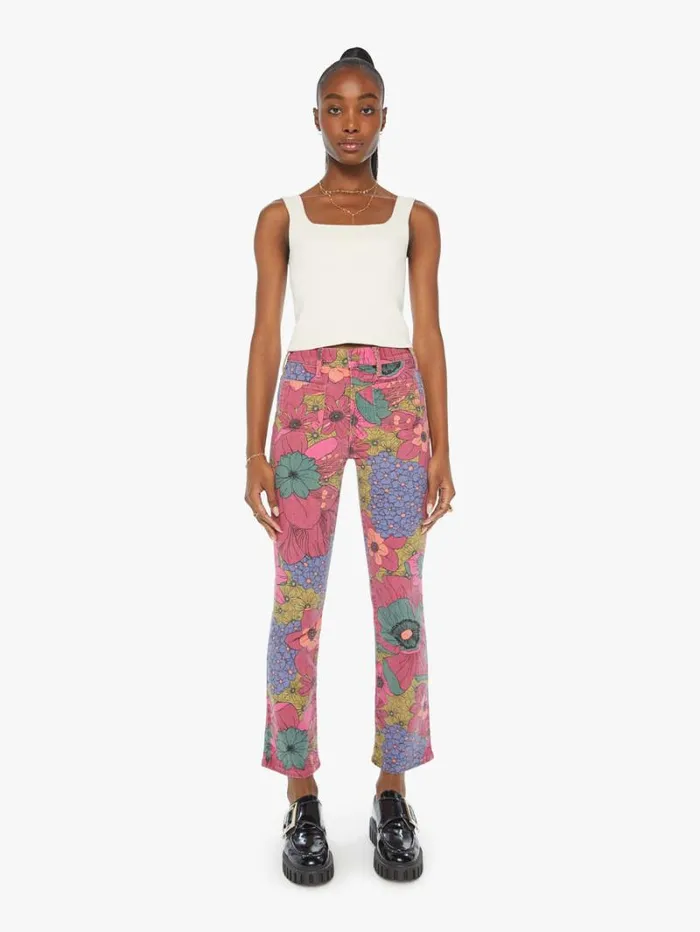 Women Bootcut Mother Denim The Patch Pocket Insider Flood Psychic Floral