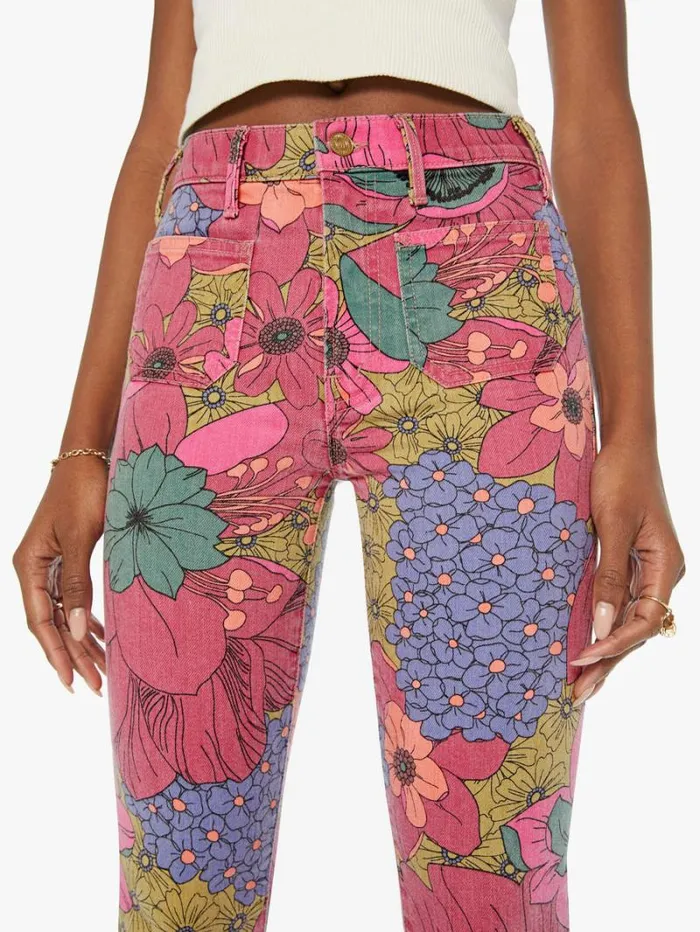 Women Bootcut Mother Denim The Patch Pocket Insider Flood Psychic Floral Women Bootcut Mother Denim The Patch Pocket Insider Flood Psychic Floral