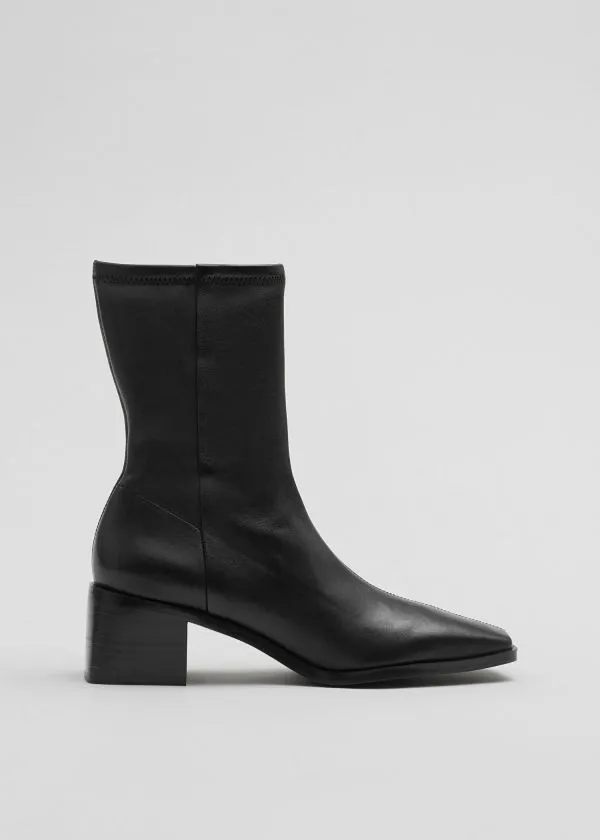 Women Boots and Other Stories Leather Sock Boots Black