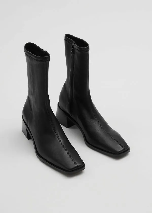 Women Boots and Other Stories Leather Sock Boots Black