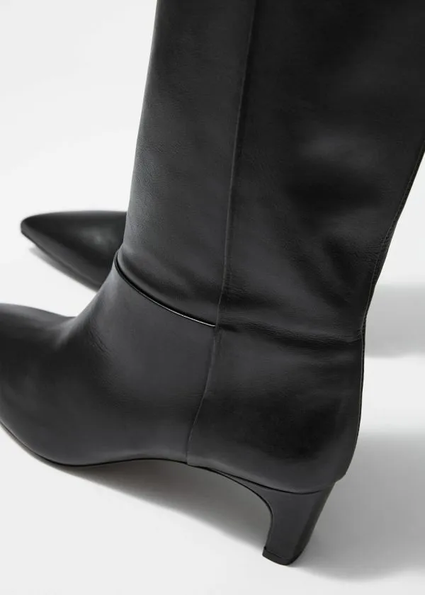 Women Boots and Other Stories PointedToe KneeHigh Boots Black Nappa