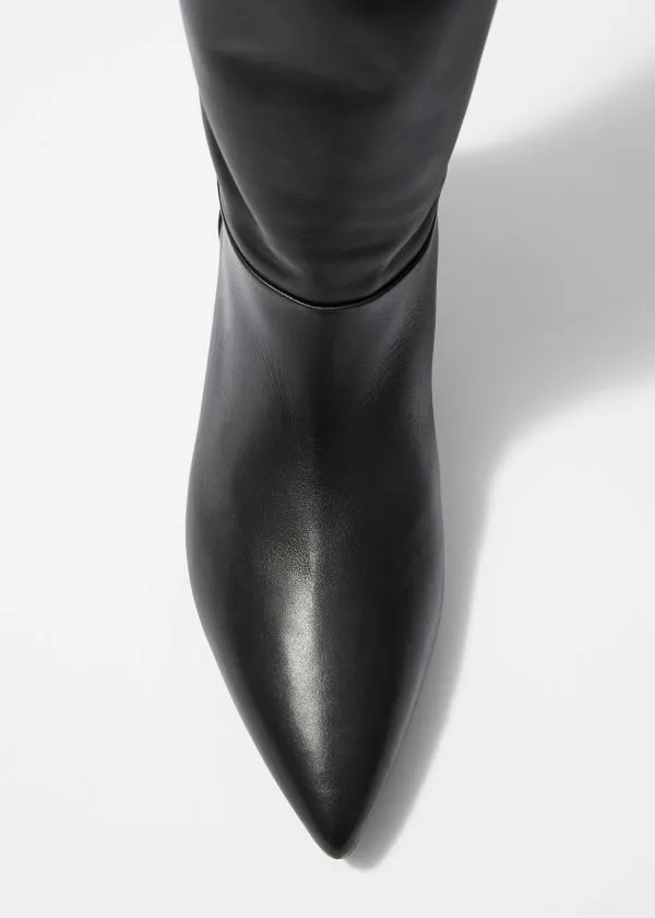 Women Boots and Other Stories PointedToe KneeHigh Boots Black Nappa