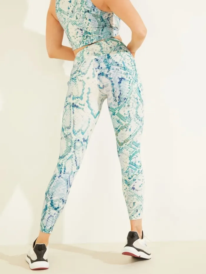 Women Bottoms GUESS Collyn Python Active Leggings Modern Python Emerald Com Women Bottoms GUESS Collyn Python Active Leggings Modern Python Emerald Com