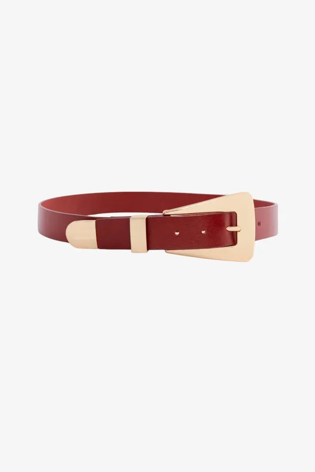 Women BROOKLYN Leather Belt Burgundygold LAMARQUE Belts