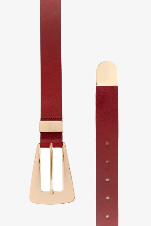 Women BROOKLYN Leather Belt Burgundygold LAMARQUE Belts Women BROOKLYN Leather Belt Burgundygold LAMARQUE Belts