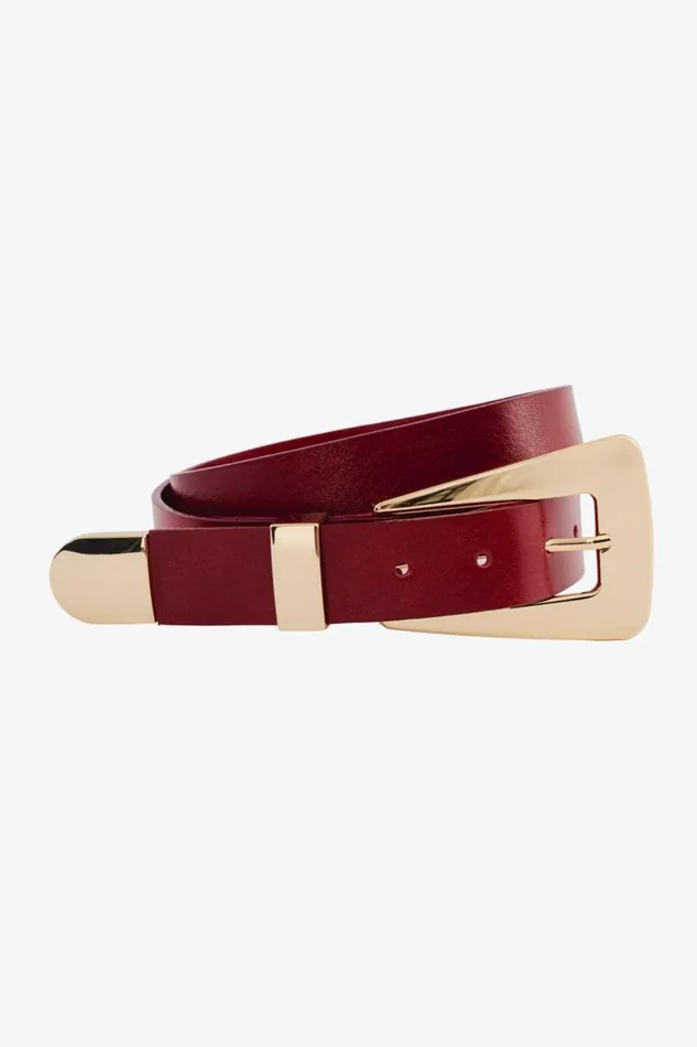 Women BROOKLYN Leather Belt Burgundygold LAMARQUE Belts Women BROOKLYN Leather Belt Burgundygold LAMARQUE Belts