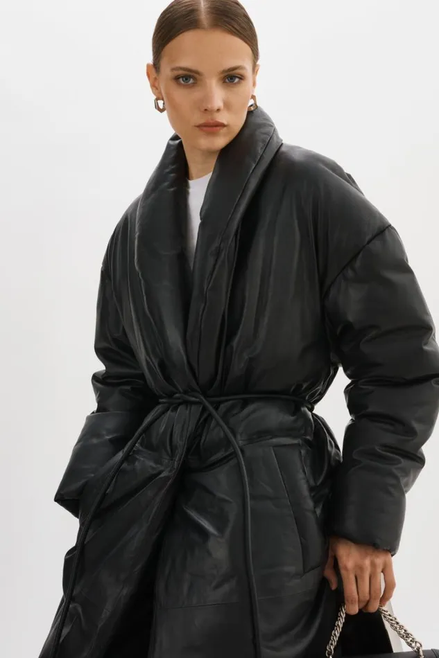 Women CATALINA Oversized Leather Blanket Coat Black LAMARQUE Leather Jackets Women CATALINA Oversized Leather Blanket Coat Black LAMARQUE Leather Jackets