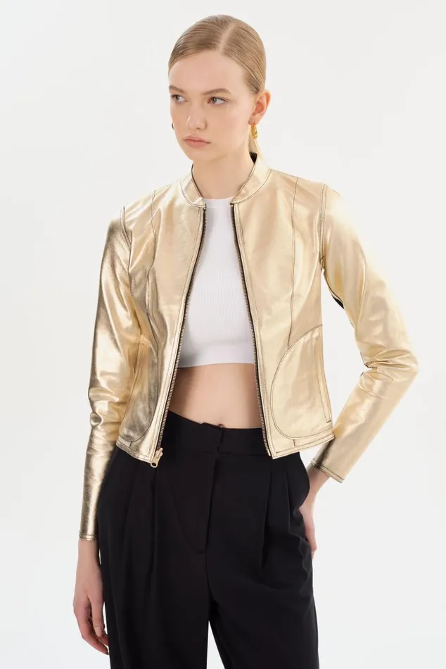 Women CHAPIN Reversible Leather Bomber Blackgold LAMARQUE Bombers Women CHAPIN Reversible Leather Bomber Blackgold LAMARQUE Bombers