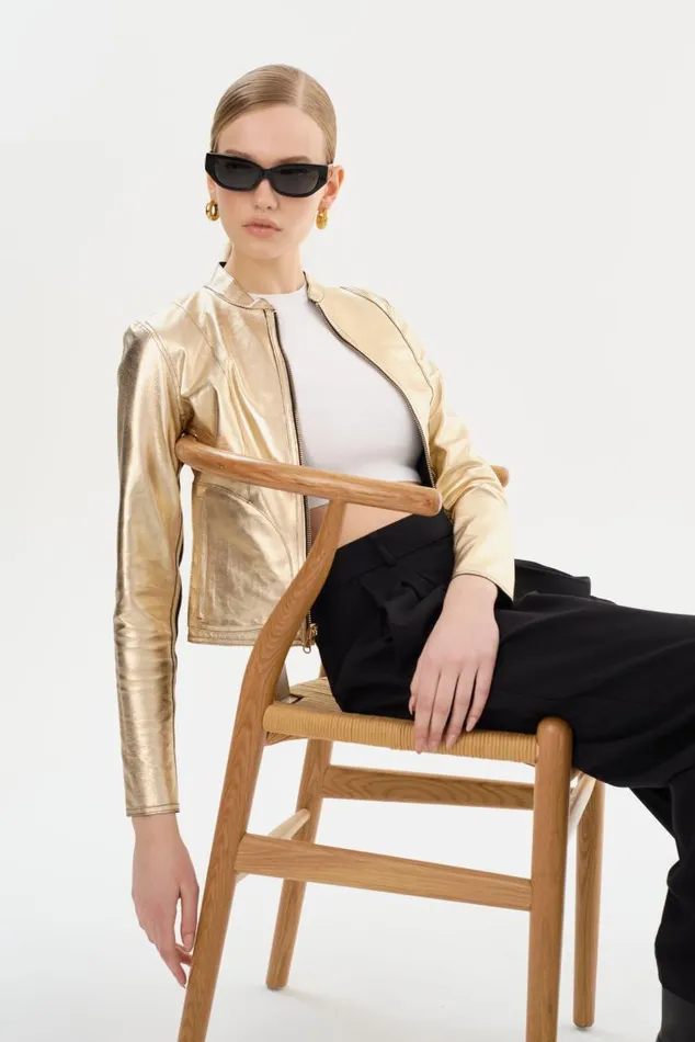 Women CHAPIN Reversible Leather Bomber Blackgold LAMARQUE Bombers Women CHAPIN Reversible Leather Bomber Blackgold LAMARQUE Bombers