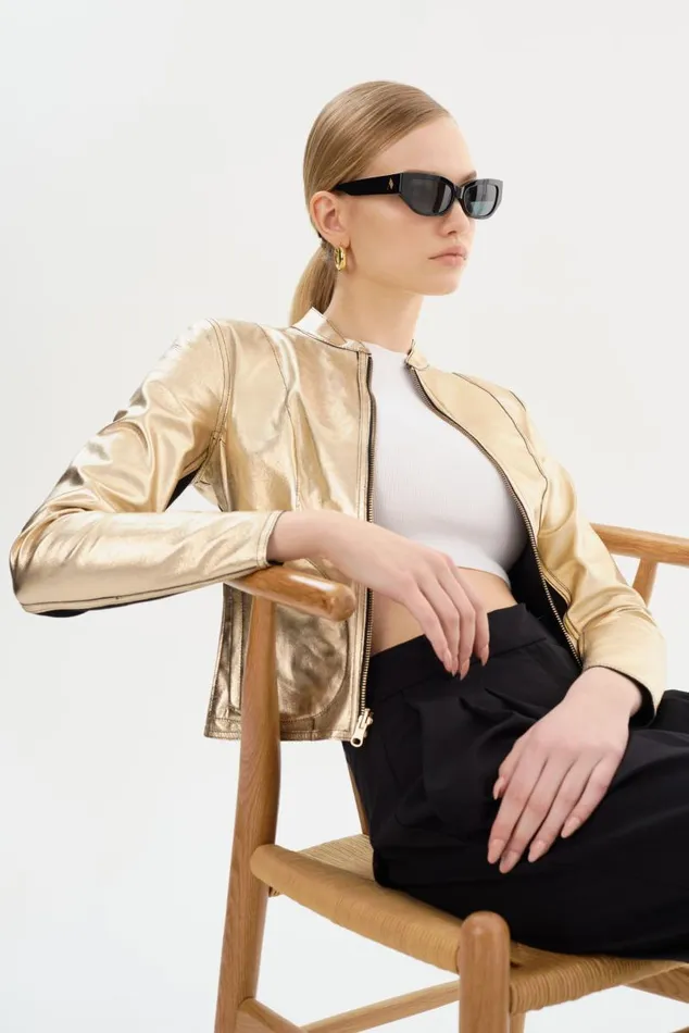 Women CHAPIN Reversible Leather Bomber Blackgold LAMARQUE Bombers Women CHAPIN Reversible Leather Bomber Blackgold LAMARQUE Bombers