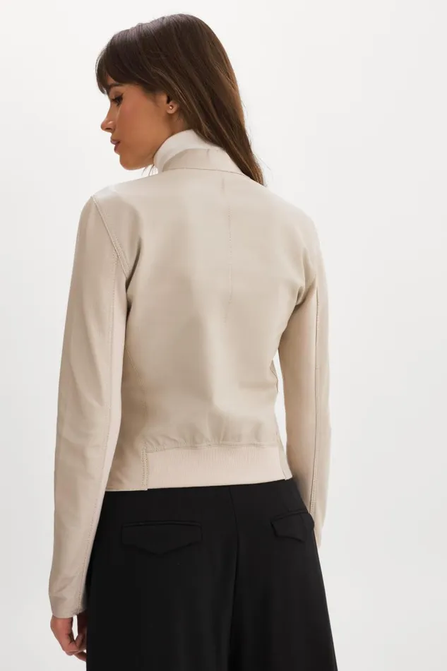 Women CHAPIN Reversible Leather Bomber Bonegold LAMARQUE Bombers