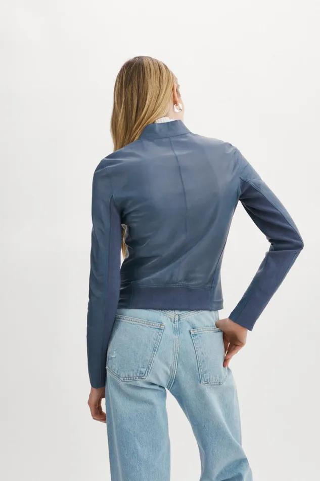 Women CHAPIN Reversible Leather Bomber Smoked Blue Silver LAMARQUE Bombers Women CHAPIN Reversible Leather Bomber Smoked Blue Silver LAMARQUE Bombers
