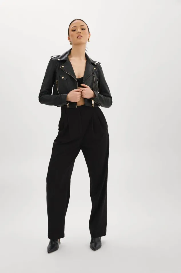 Women CIARA GOLD Cropped Leather Biker Jacket Black LAMARQUE Leather Jackets Women CIARA GOLD Cropped Leather Biker Jacket Black LAMARQUE Leather Jackets