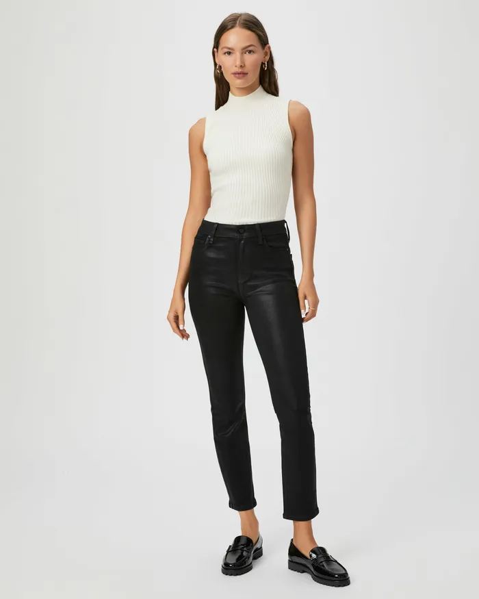 Women Cindy Straight Jean 8211 Black Fog Luxe Coating Straight PAIGE
