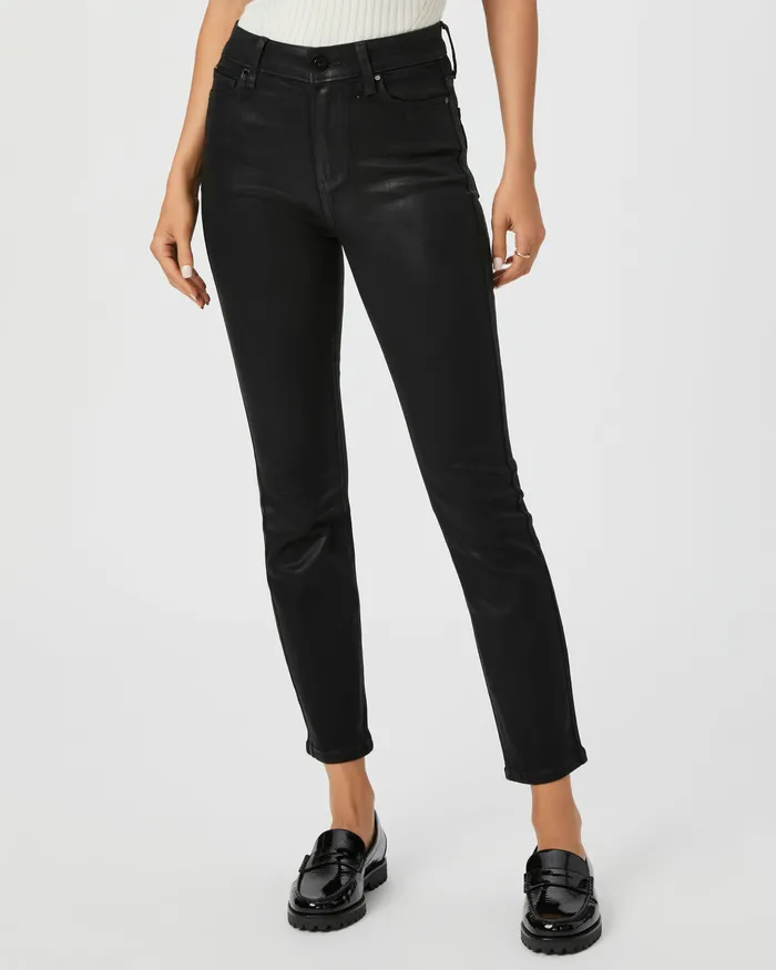 Women Cindy Straight Jean 8211 Black Fog Luxe Coating Straight PAIGE