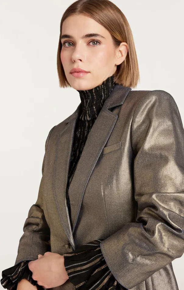 Women Cinq Sept Blazers Gold Coated Khloe Blazer Gold