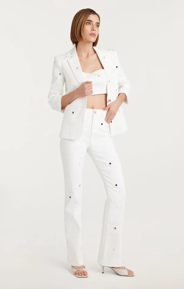 Women Cinq Sept Blazers Mirror Denim Khloe Blazer White