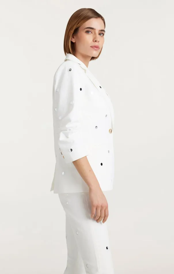 Women Cinq Sept Blazers Mirror Denim Khloe Blazer White