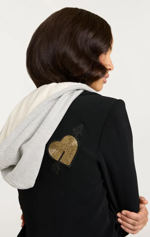 Women Cinq Sept Blazers Nebula Embellished Hooded Khloe Blazer Blackmulti