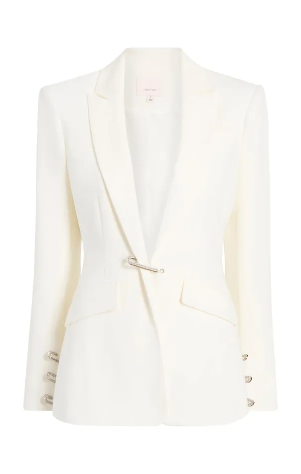 Women Cinq Sept Blazers Rhinestone Pin Cheyenne Blazer Ivory