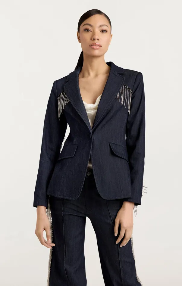 Women Cinq Sept Blazers Rhinestone Sasha Blazer Indigo