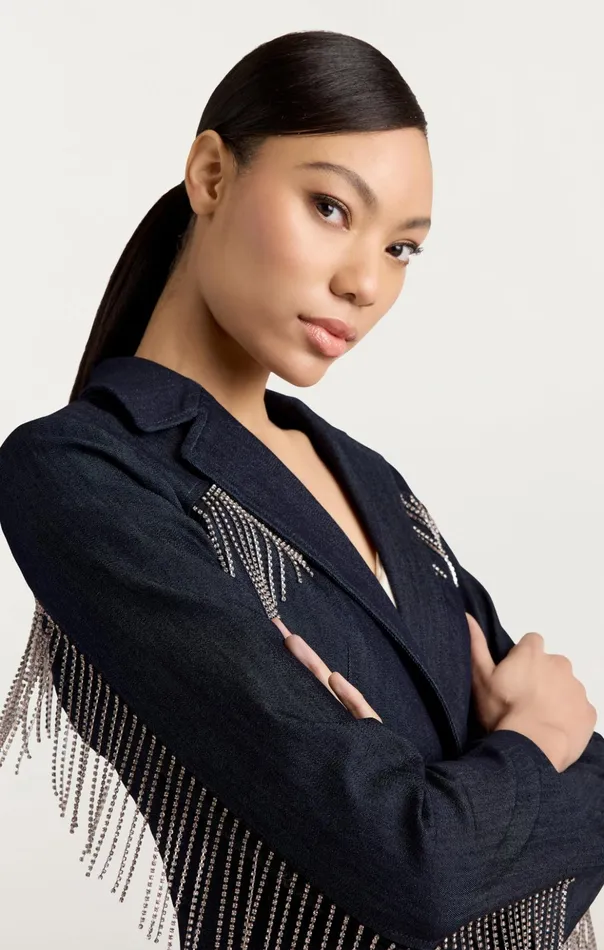Women Cinq Sept Blazers Rhinestone Sasha Blazer Indigo