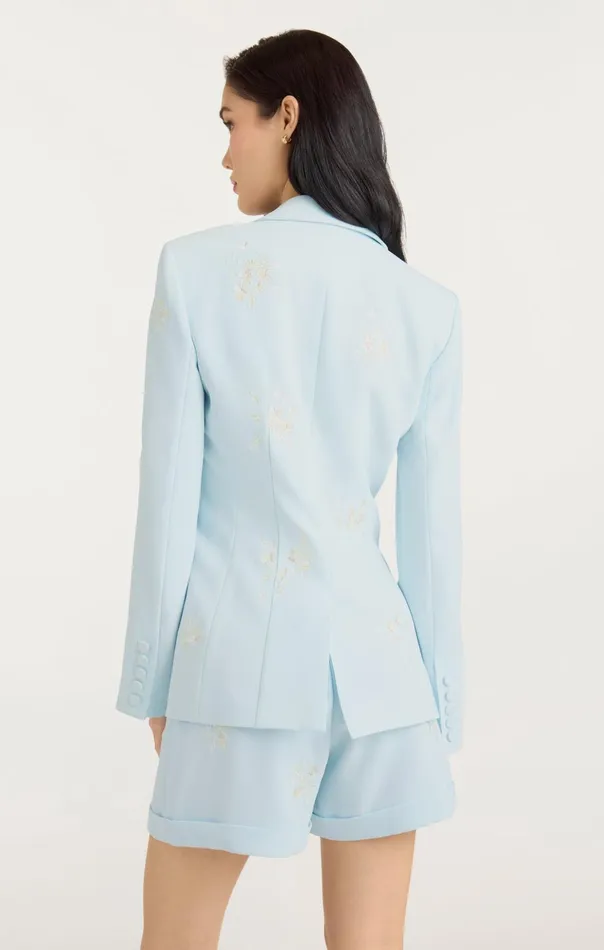 Women Cinq Sept Blazers Wildflower Bouquet Embellished Cheyenne Blazer Glacial Blue Multi