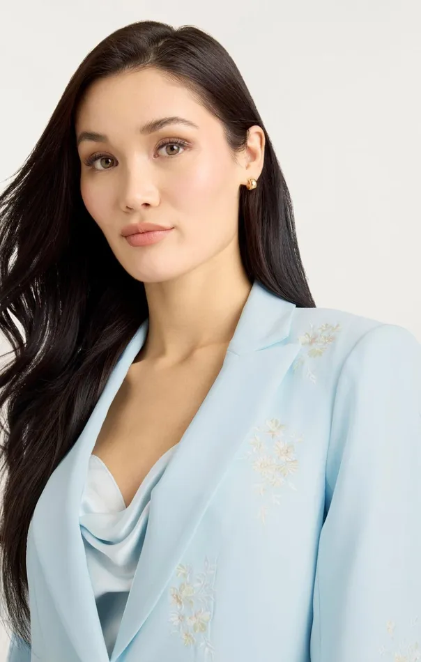 Women Cinq Sept Blazers Wildflower Bouquet Embellished Cheyenne Blazer Glacial Blue Multi